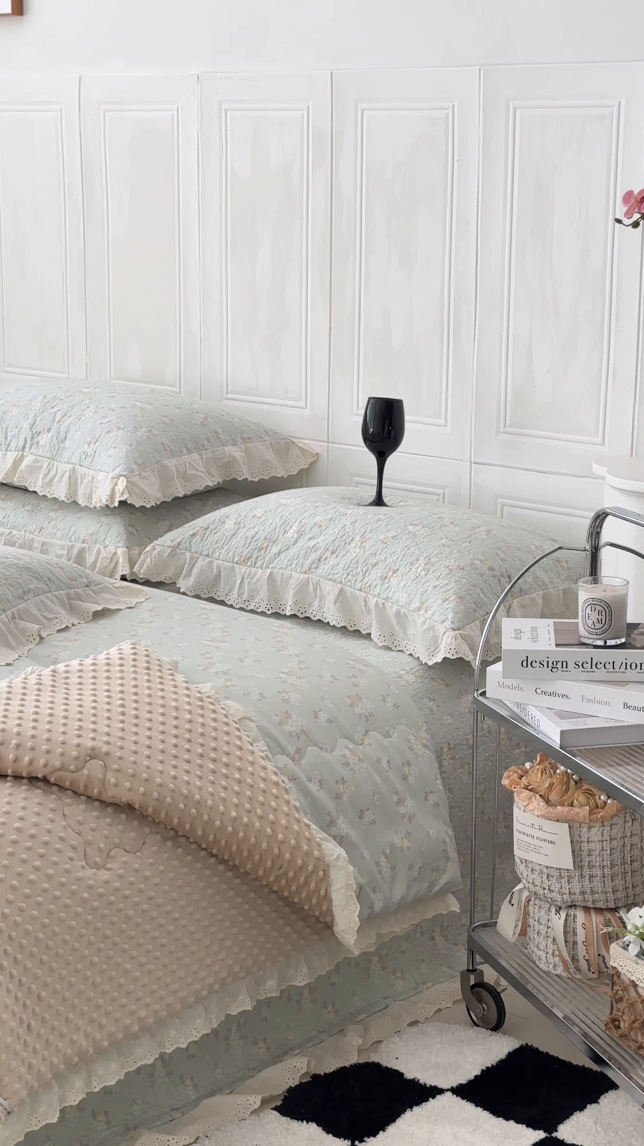 91家纺网 家纺一手货源 找家纺 佰织鑫家居 2025秋冬新品全棉法式床盖款豆豆被四件套 岁月静好