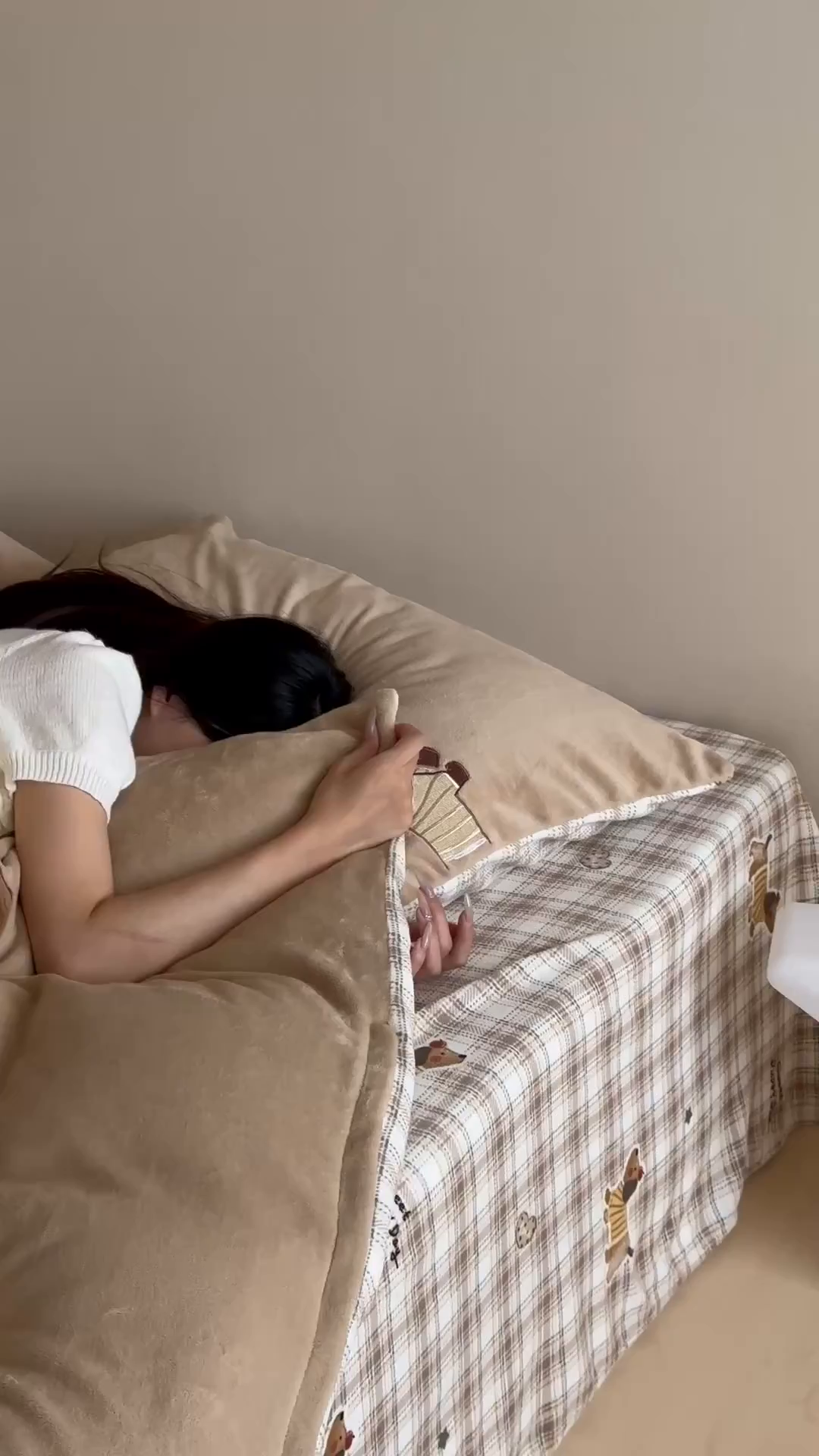 91家纺网 家纺一手货源 找家纺 桃子家居 2025新款A类ins兔毛贴布绣毛巾绣印加绣卡通少女加厚牛奶绒系列四件套 绒贴布绣-苹果腊肠狗