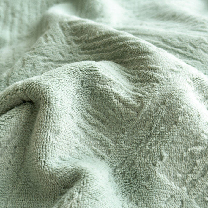 91家纺网 家纺一手货源 找家纺 印季家纺 2025新款牛奶绒包边款烂花四件套 水绿-马丁灰