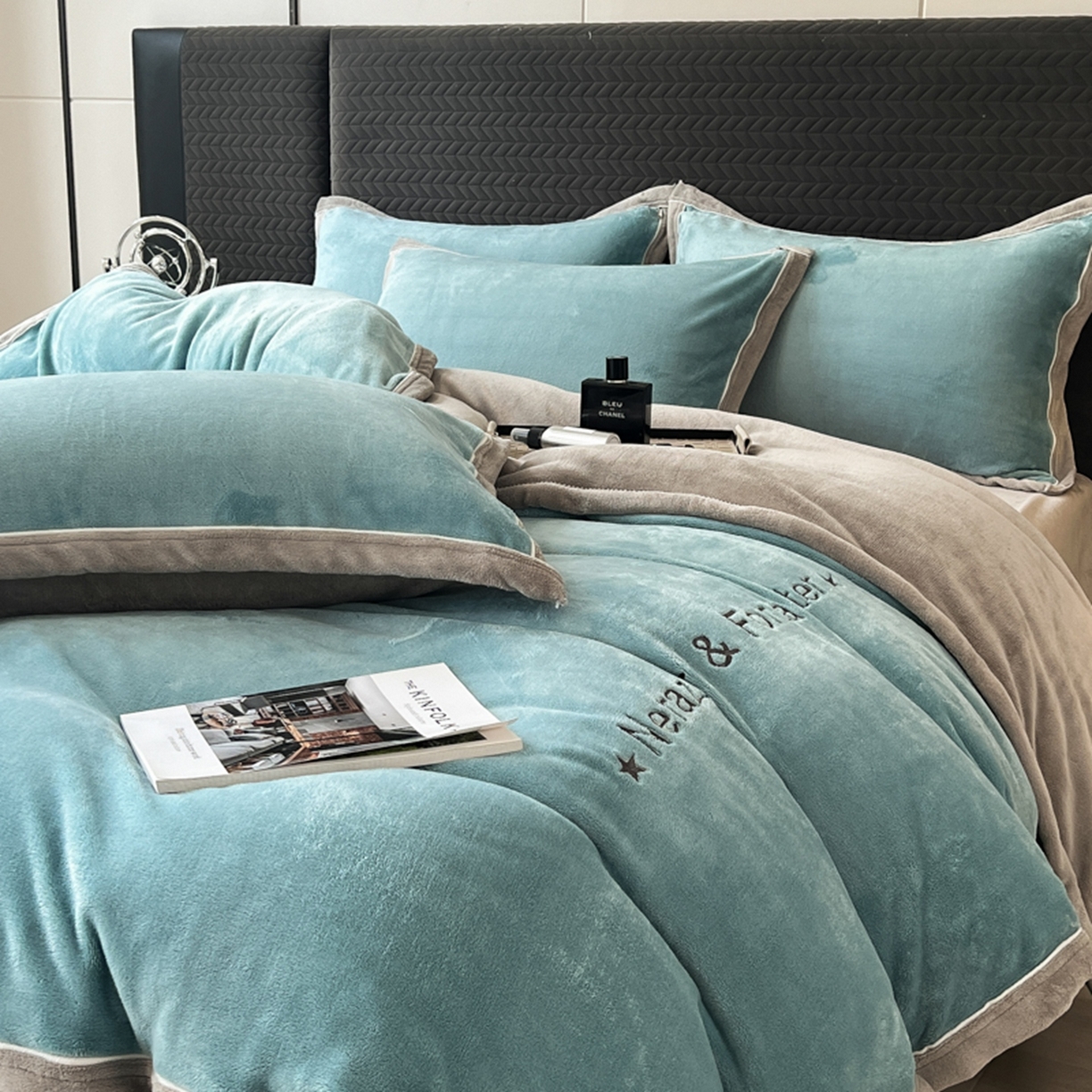 91家纺网 家纺一手货源 找家纺 （总）印季家纺 2025新款牛奶绒两星绣花包边四件套