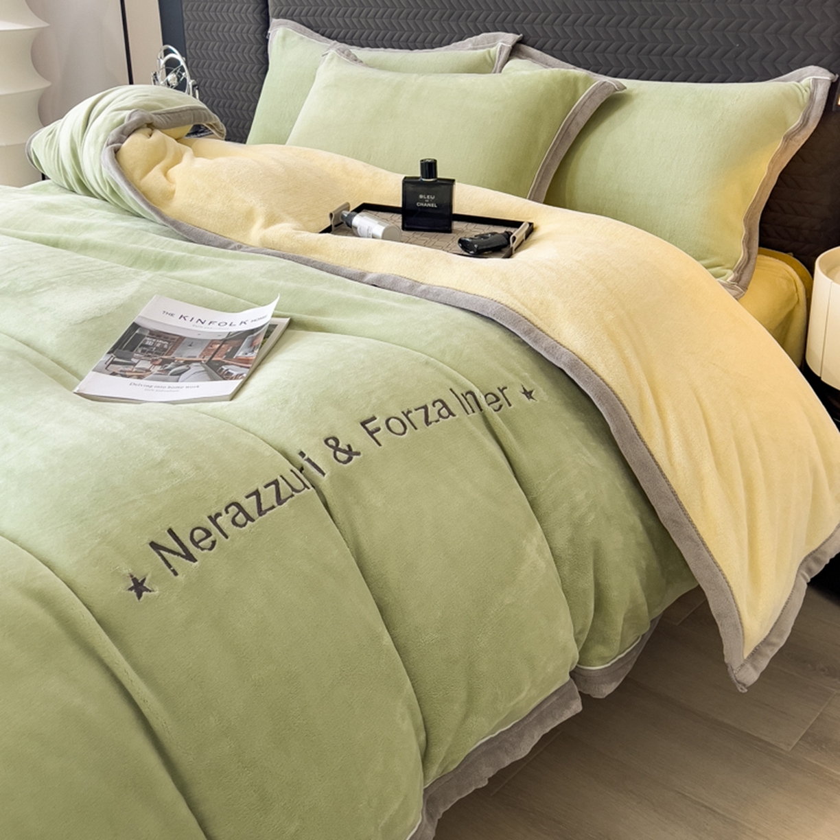 91家纺网 家纺一手货源 找家纺 （总）印季家纺 2025新款牛奶绒两星绣花包边四件套