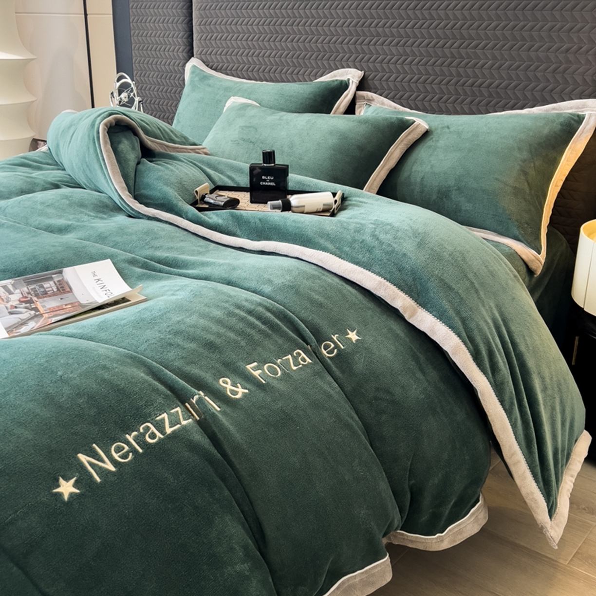 91家纺网 家纺一手货源 找家纺 （总）印季家纺 2025新款牛奶绒两星绣花包边四件套