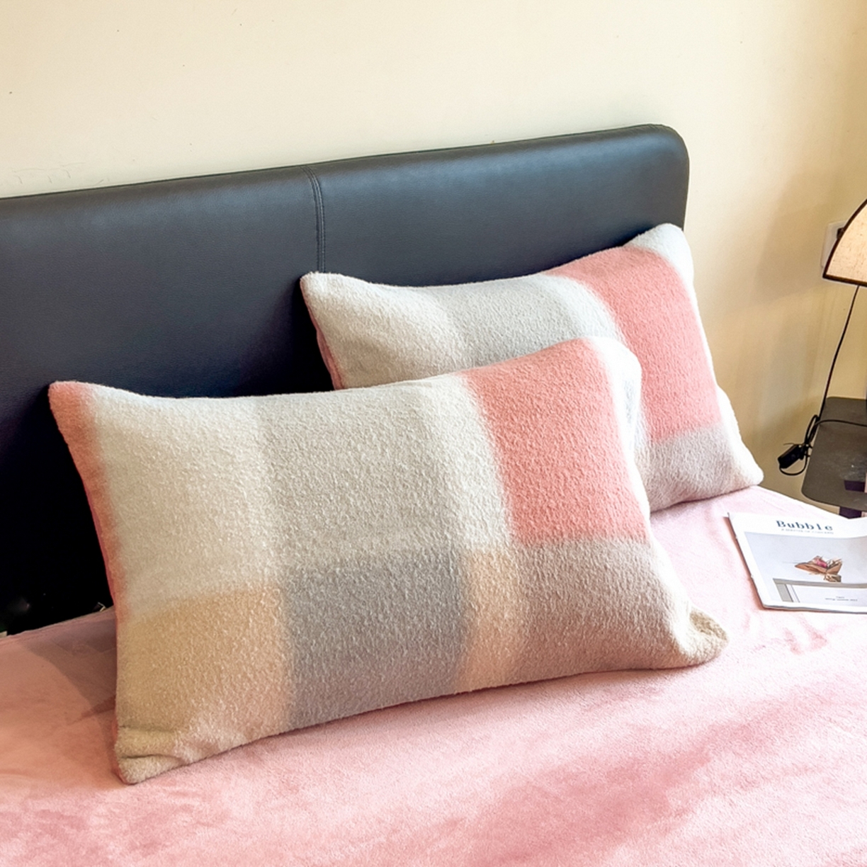 91家纺网 家纺一手货源 找家纺 印季家纺 2025新款轻奢简约羊呢绒亲肤保暖四件套 五彩大格