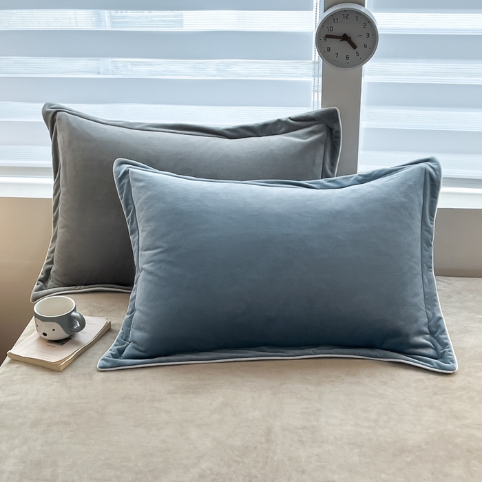 91家纺网 家纺一手货源 找家纺 润肤居 2025新款加厚婴儿绒牛奶绒四件套9斤工艺款宝宝绒 蓝色+灰咖