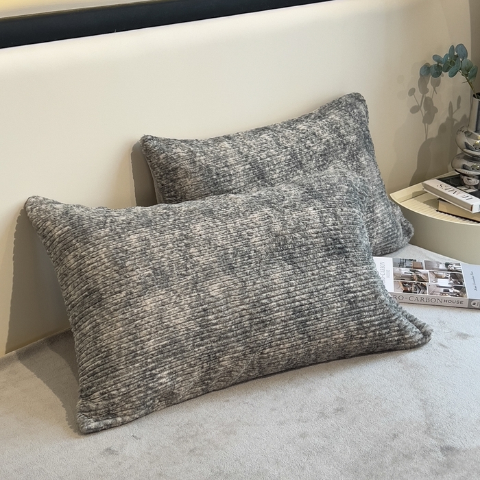 91家纺网 家纺一手货源 找家纺 印季家纺 2025新款针织兔毛条纹四件套 浅灰-马丁灰