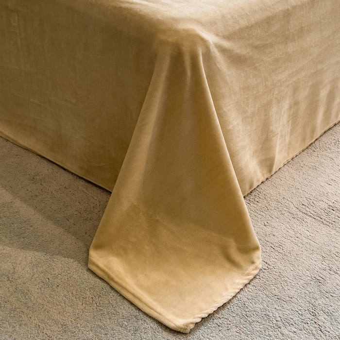 91家纺网 家纺一手货源 找家纺 印季家纺 2025新款针织兔毛条纹四件套 奶咖-浅驼