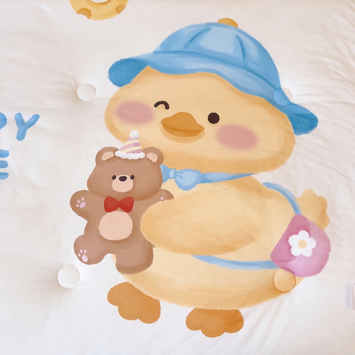 91家纺网 家纺一手货源 找家纺 鱼宝 2025新款大版针织棉豆豆被被子被芯 快乐鸭