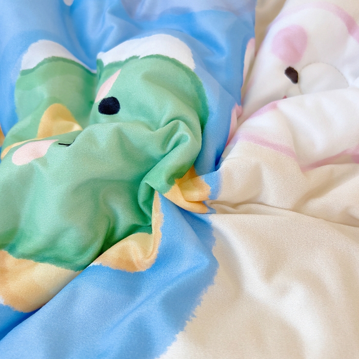 91家纺网 家纺一手货源 找家纺 鱼宝 2025新款大版针织棉豆豆被被子被芯 巴士动物