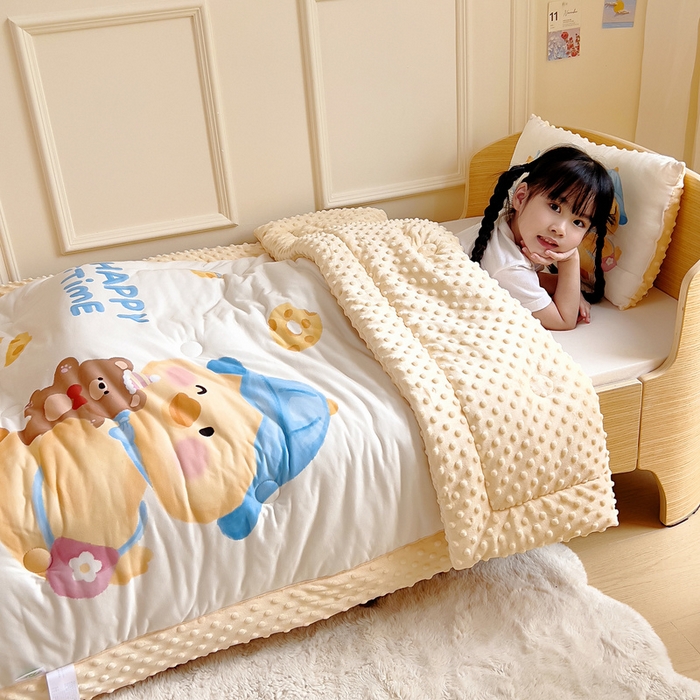 91家纺网 家纺一手货源 找家纺 鱼宝 2025新款大版针织棉豆豆被被子被芯 快乐鸭