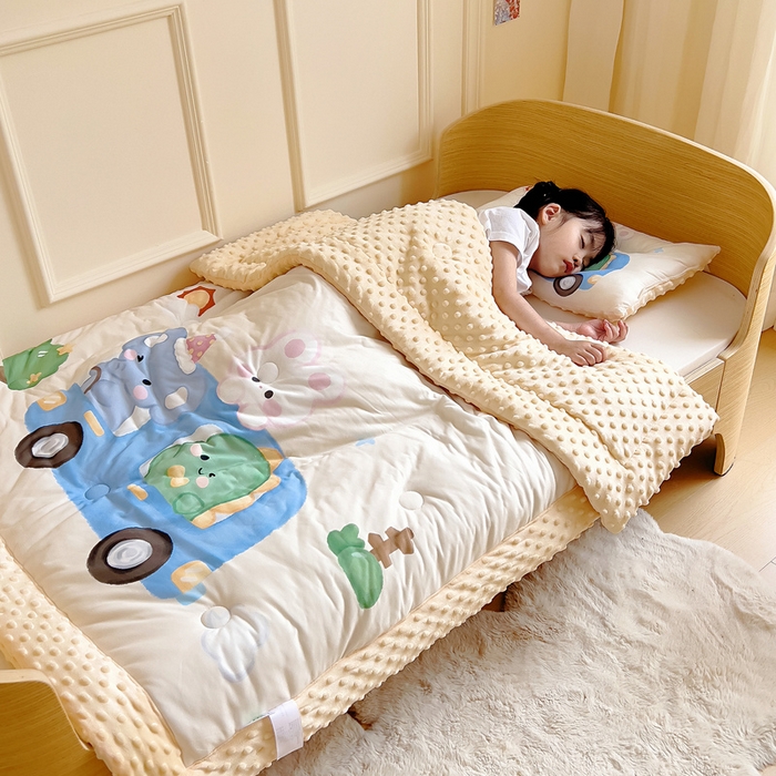 鱼宝 2025新款大版针织棉豆豆被被子被芯 巴士动物