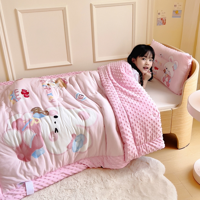 91家纺网 家纺一手货源 找家纺 鱼宝 2025新款大版针织棉豆豆被被子被芯 小兔森妮