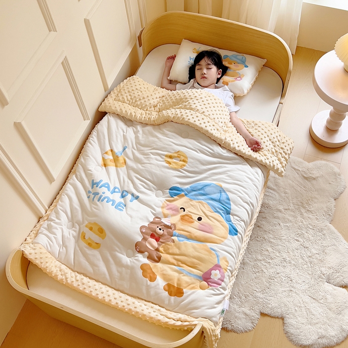 91家纺网 家纺一手货源 找家纺 鱼宝 2025新款大版针织棉豆豆被被子被芯 快乐鸭