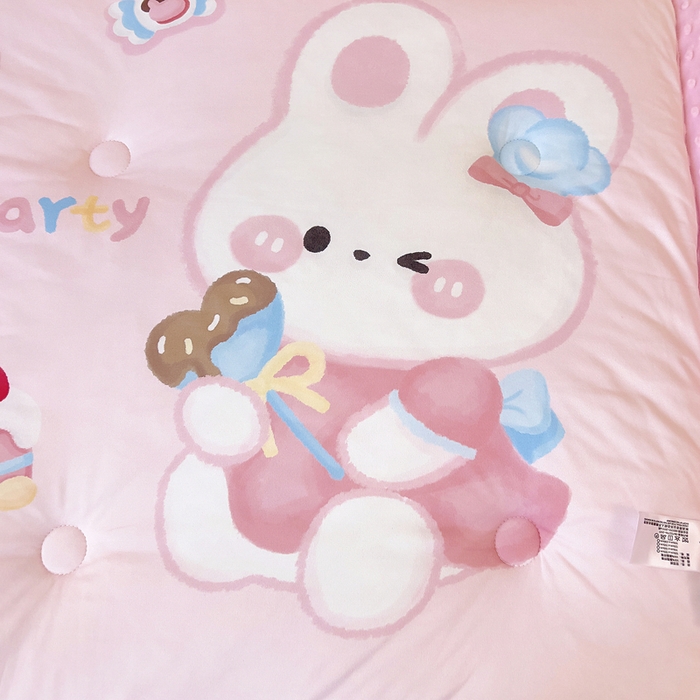 91家纺网 家纺一手货源 找家纺 鱼宝 2025新款大版针织棉豆豆被被子被芯 小兔森妮