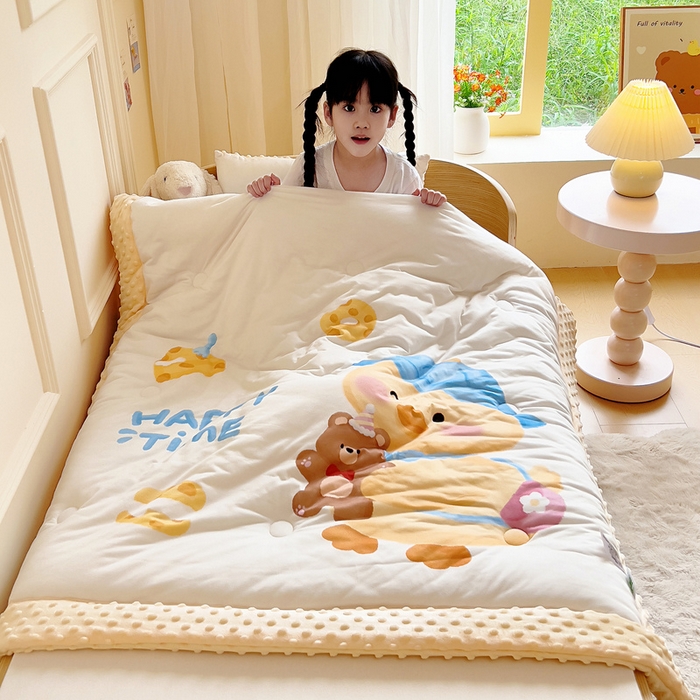 91家纺网 家纺一手货源 找家纺 鱼宝 2025新款大版针织棉豆豆被被子被芯 快乐鸭