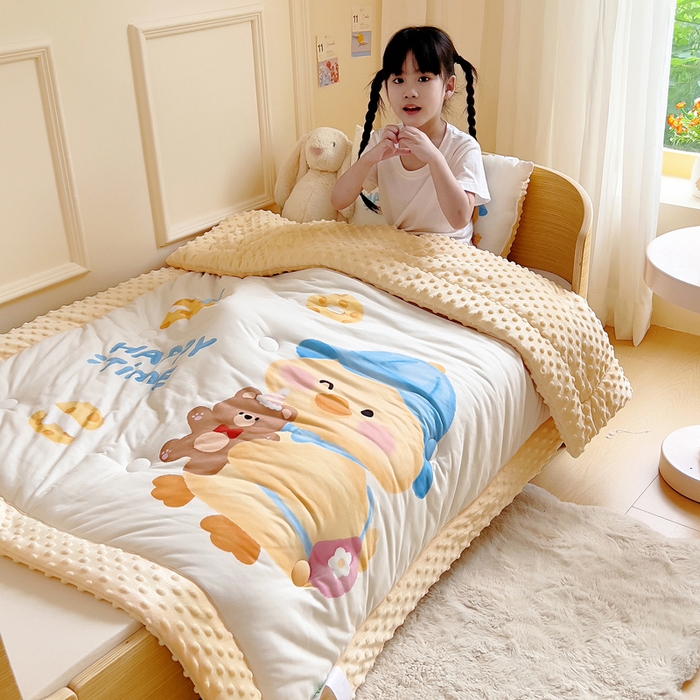 91家纺网 家纺一手货源 找家纺 鱼宝 2025新款大版针织棉豆豆被被子被芯 快乐鸭