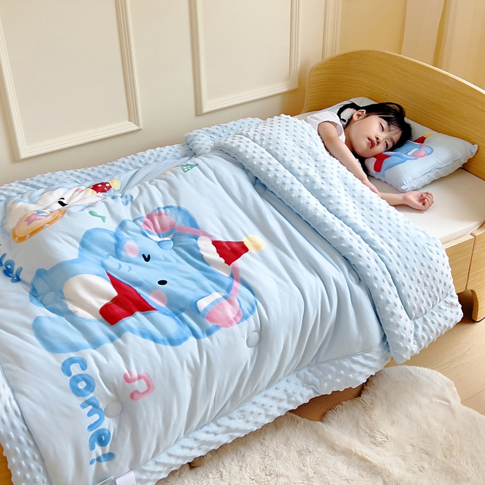 鱼宝 2025新款大版针织棉豆豆被被子被芯 冬日小象