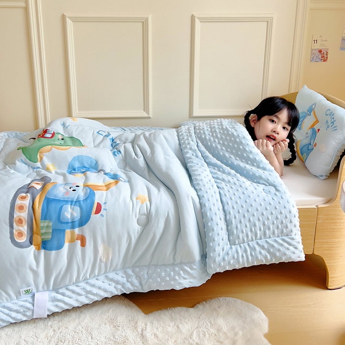 91家纺网 家纺一手货源 找家纺 鱼宝 2025新款大版针织棉豆豆被被子被芯 玩具恐龙