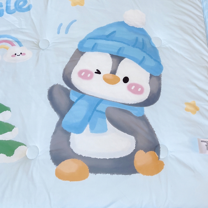 91家纺网 家纺一手货源 找家纺 鱼宝 2025新款大版针织棉豆豆被被子被芯 小企鹅