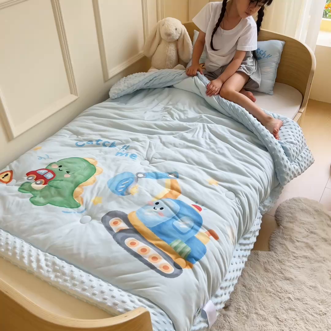 91家纺网 家纺一手货源 找家纺 鱼宝 2025新款大版针织棉豆豆被被子被芯 玩具恐龙