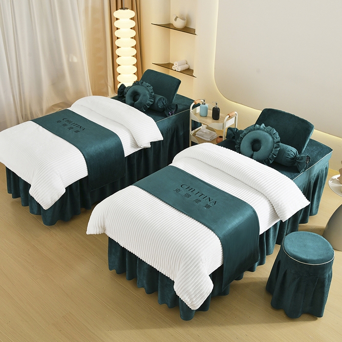 91家纺网 家纺一手货源 找家纺 （总）诗薇娅 2025新款加厚兔毛绒美容床罩  美容床罩四件套