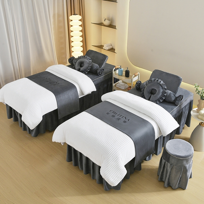 91家纺网 家纺一手货源 找家纺 （总）诗薇娅 2025新款加厚兔毛绒美容床罩  美容床罩四件套