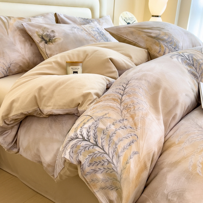 91家纺网 家纺一手货源 找家纺 印季家纺 2025新款数码印花全棉纯棉加厚磨毛四件套 初语（青）