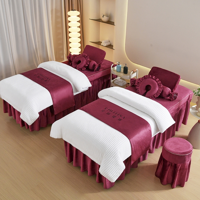 91家纺网 家纺一手货源 找家纺 （总）诗薇娅 2025新款加厚兔毛绒美容床罩  美容床罩四件套