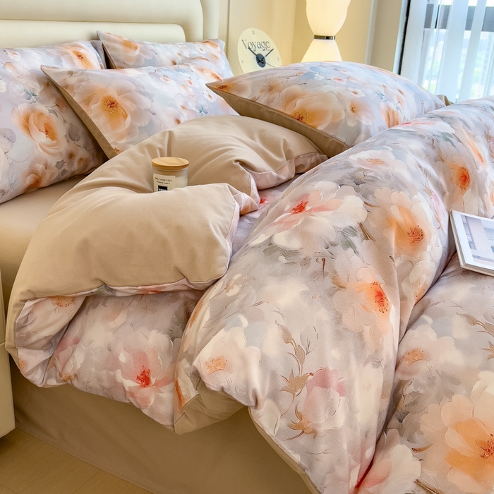 印季家纺 2025新款数码印花全棉纯棉加厚磨毛四件套 柏漫