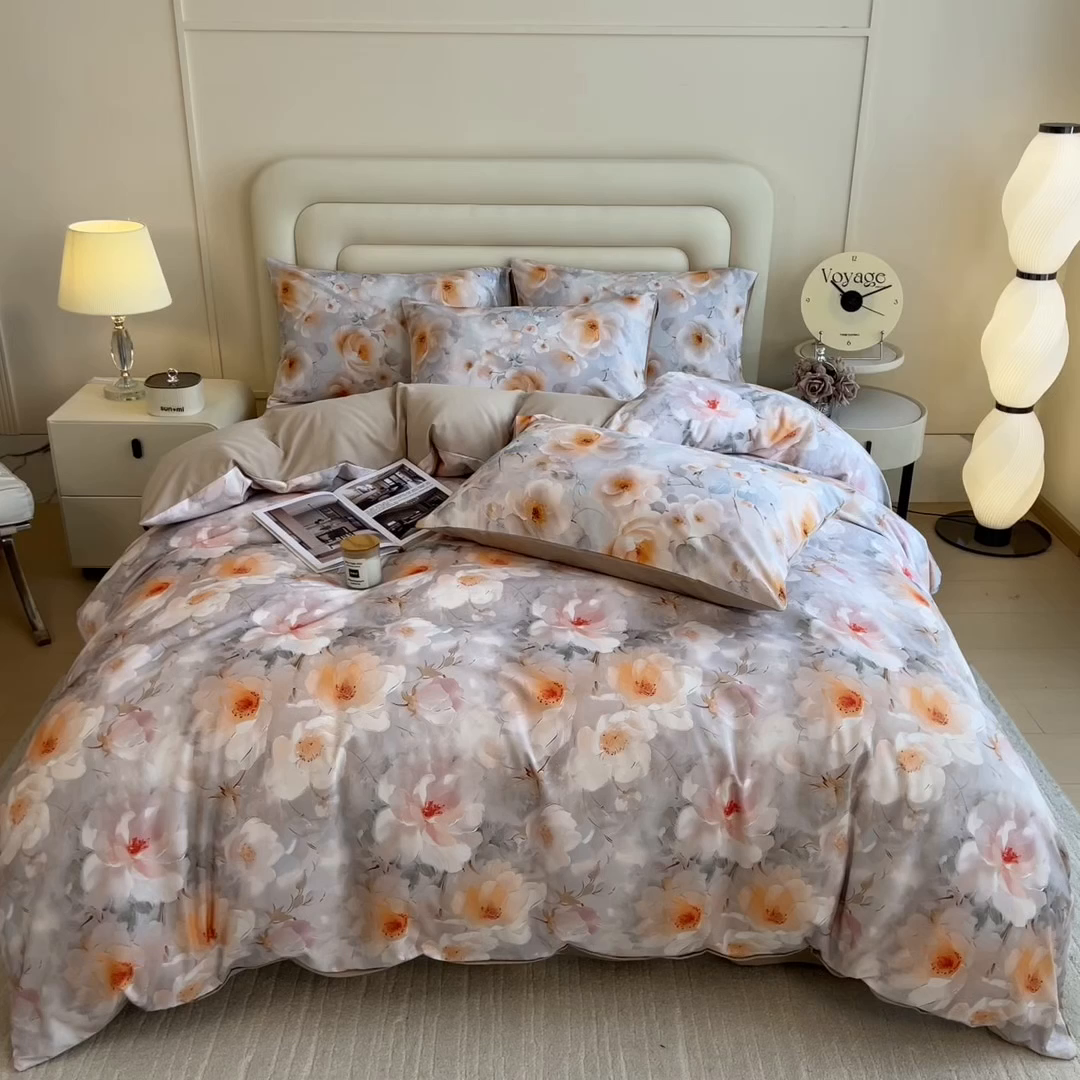 91家纺网 家纺一手货源 找家纺 印季家纺 2025新款数码印花全棉纯棉加厚磨毛四件套 柏漫