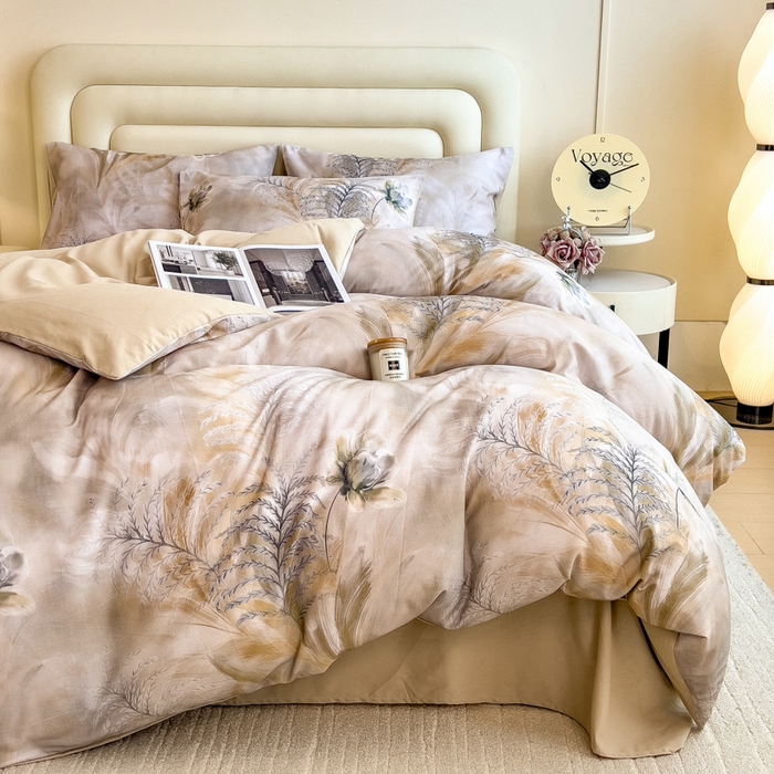 91家纺网 家纺一手货源 找家纺 印季家纺 2025新款数码印花全棉纯棉加厚磨毛四件套 初语（青）