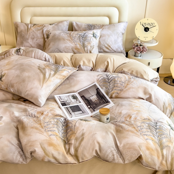 91家纺网 家纺一手货源 找家纺 印季家纺 2025新款数码印花全棉纯棉加厚磨毛四件套 初语（青）