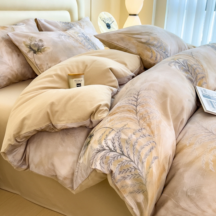 91家纺网 家纺一手货源 找家纺 印季家纺 2025新款数码印花全棉纯棉加厚磨毛四件套 初语（青）