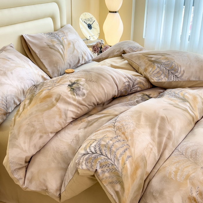 91家纺网 家纺一手货源 找家纺 印季家纺 2025新款数码印花全棉纯棉加厚磨毛四件套 初语（青）