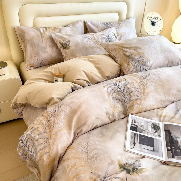 91家纺网 家纺一手货源 找家纺 印季家纺 2025新款数码印花全棉纯棉加厚磨毛四件套 初语（青）