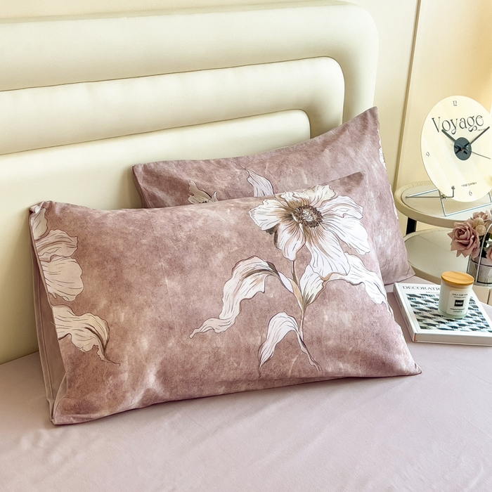 91家纺网 家纺一手货源 找家纺 印季家纺 2025新款数码印花全棉纯棉加厚磨毛四件套 浮生（粉）