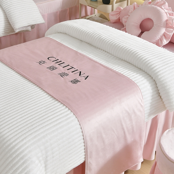 91家纺网 家纺一手货源 找家纺 （总）诗薇娅 2025新款加厚兔毛绒美容床罩  美容床罩四件套