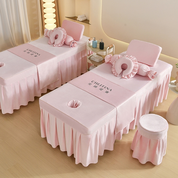 91家纺网 家纺一手货源 找家纺 （总）诗薇娅 2025新款加厚兔毛绒美容床罩  美容床罩四件套