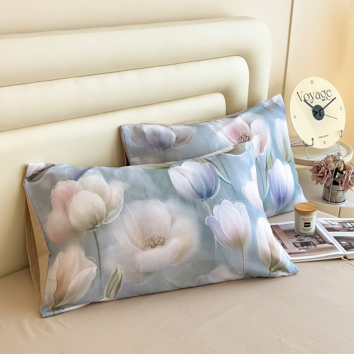 91家纺网 家纺一手货源 找家纺 印季家纺 2025新款数码印花全棉纯棉加厚磨毛四件套 花海（兰）