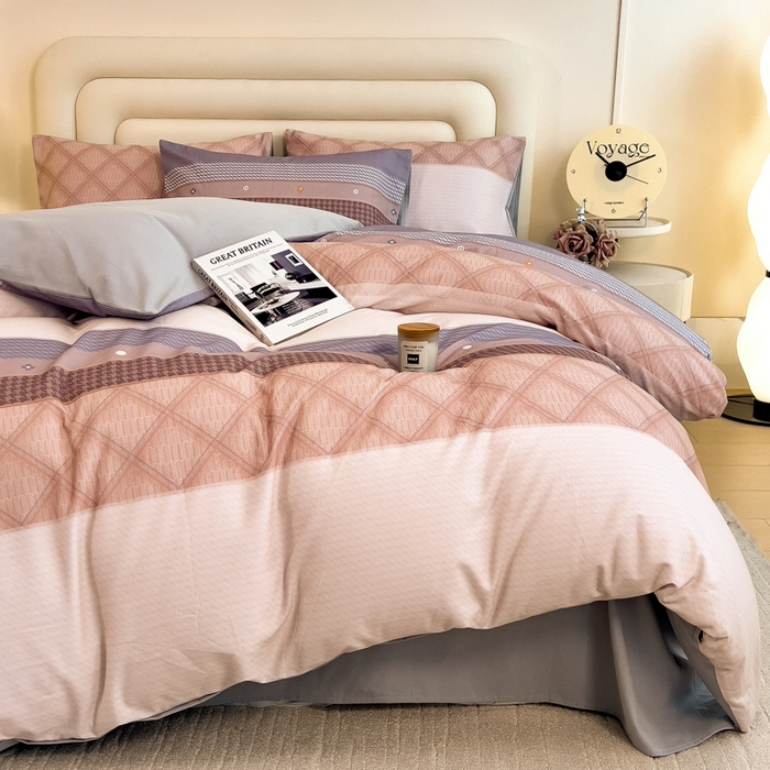 91家纺网 家纺一手货源 找家纺 印季家纺 2025新款数码印花全棉纯棉加厚磨毛四件套 简爱（桔）