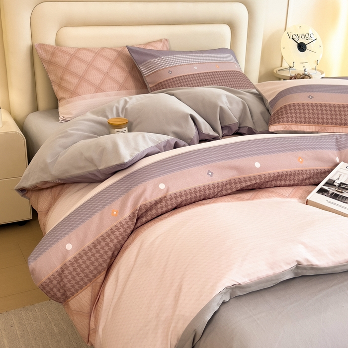 91家纺网 家纺一手货源 找家纺 印季家纺 2025新款数码印花全棉纯棉加厚磨毛四件套 简爱（桔）