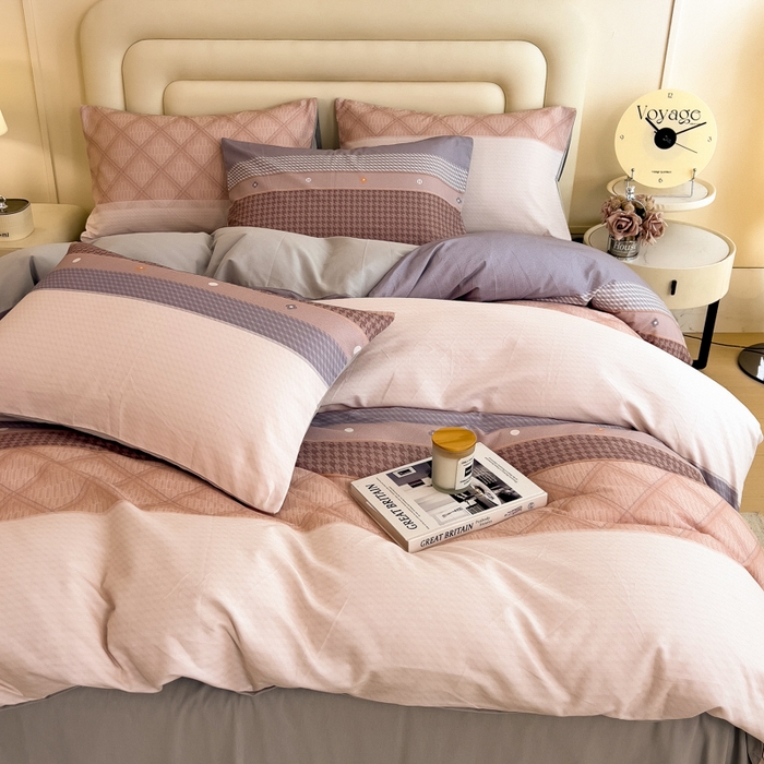 91家纺网 家纺一手货源 找家纺 印季家纺 2025新款数码印花全棉纯棉加厚磨毛四件套 简爱（桔）