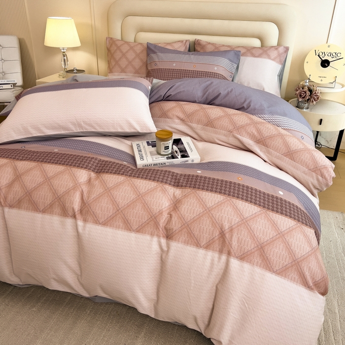 91家纺网 家纺一手货源 找家纺 印季家纺 2025新款数码印花全棉纯棉加厚磨毛四件套 简爱（桔）