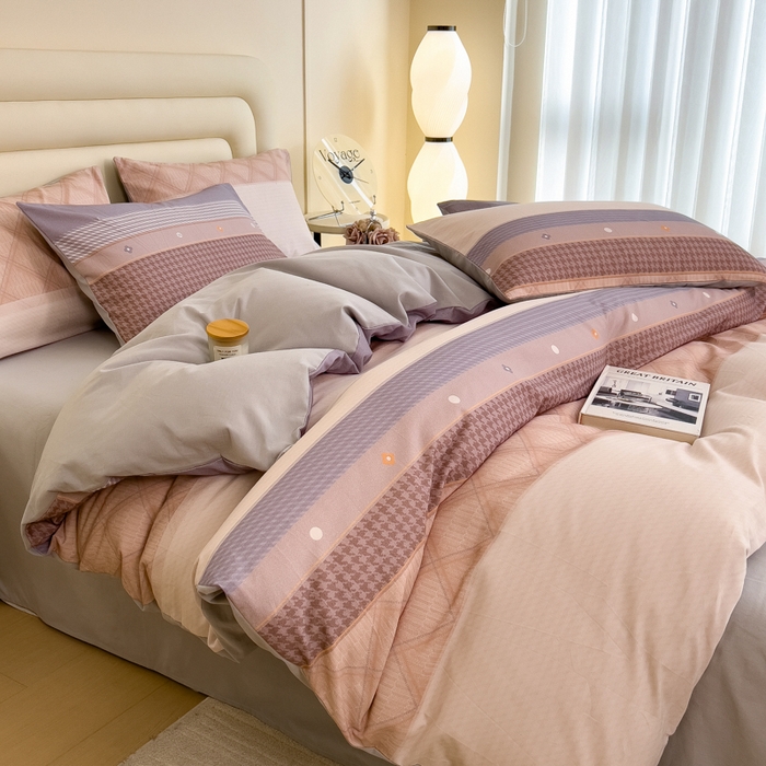 91家纺网 家纺一手货源 找家纺 印季家纺 2025新款数码印花全棉纯棉加厚磨毛四件套 简爱（桔）