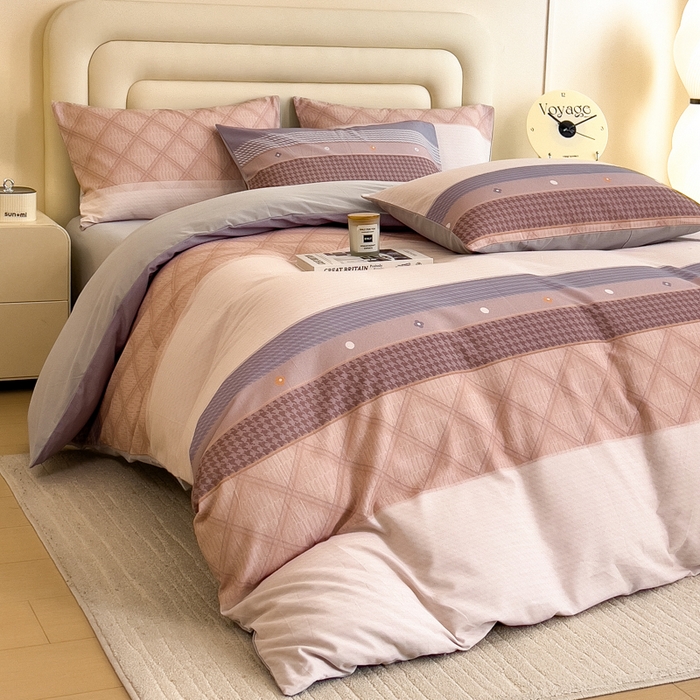 91家纺网 家纺一手货源 找家纺 印季家纺 2025新款数码印花全棉纯棉加厚磨毛四件套 简爱（桔）