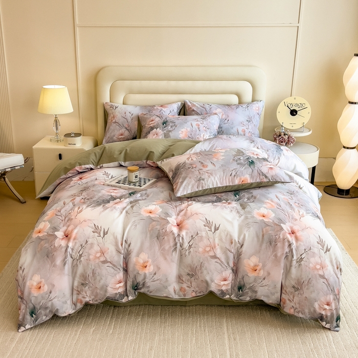 91家纺网 家纺一手货源 找家纺 印季家纺 2025新款数码印花全棉纯棉加厚磨毛四件套 漫野