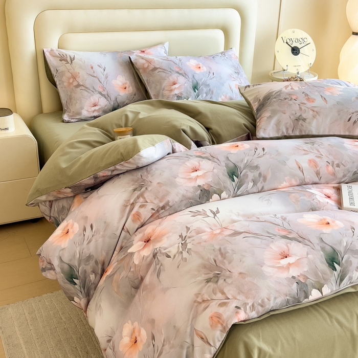 91家纺网 家纺一手货源 找家纺 印季家纺 2025新款数码印花全棉纯棉加厚磨毛四件套 漫野