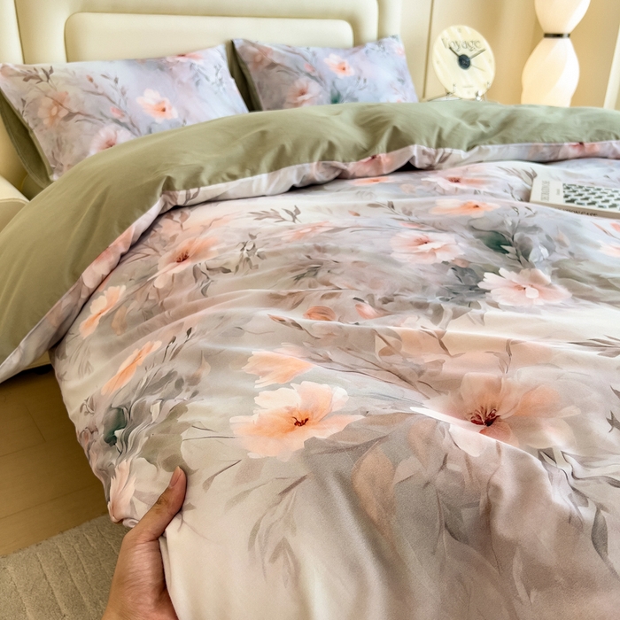 91家纺网 家纺一手货源 找家纺 印季家纺 2025新款数码印花全棉纯棉加厚磨毛四件套 漫野