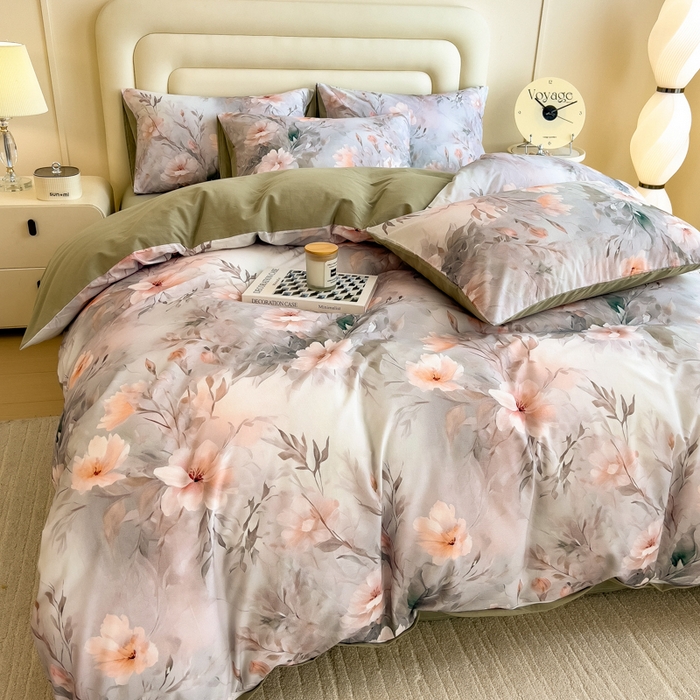 91家纺网 家纺一手货源 找家纺 印季家纺 2025新款数码印花全棉纯棉加厚磨毛四件套 漫野