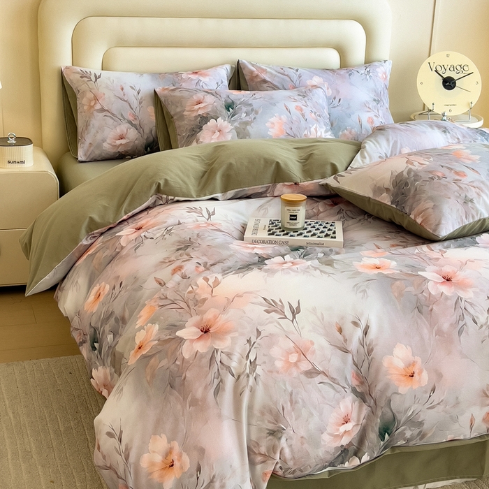 91家纺网 家纺一手货源 找家纺 印季家纺 2025新款数码印花全棉纯棉加厚磨毛四件套 漫野