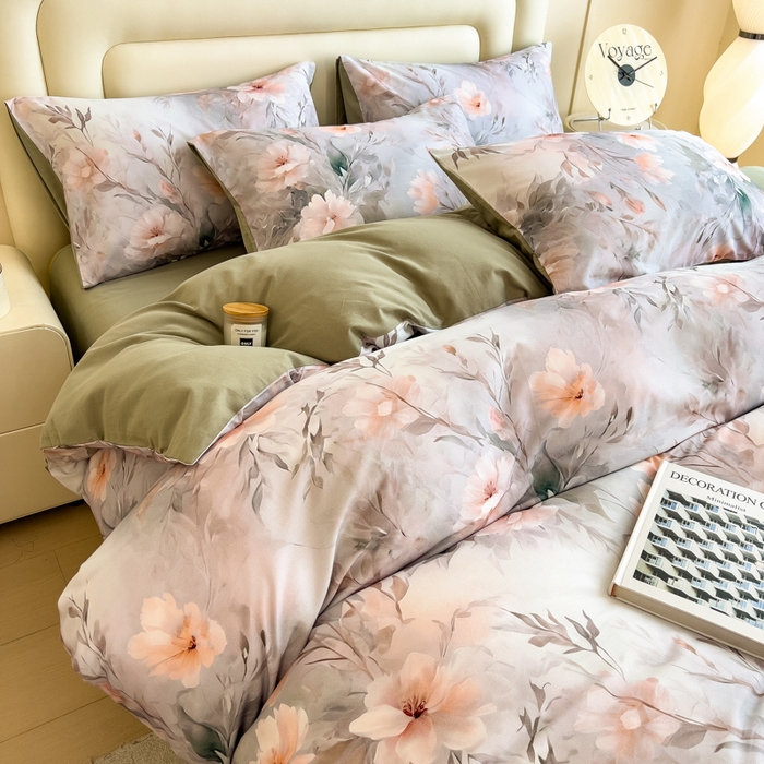 91家纺网 家纺一手货源 找家纺 印季家纺 2025新款数码印花全棉纯棉加厚磨毛四件套 漫野